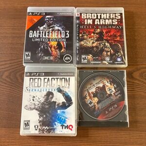 Sony PS3 Video Game Lot 4 Games Battlefield Brothers Arms Red Faction Saints Row